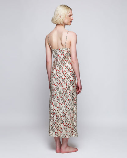 Camisón beige estampado floral rojo Nightgown Mirto 