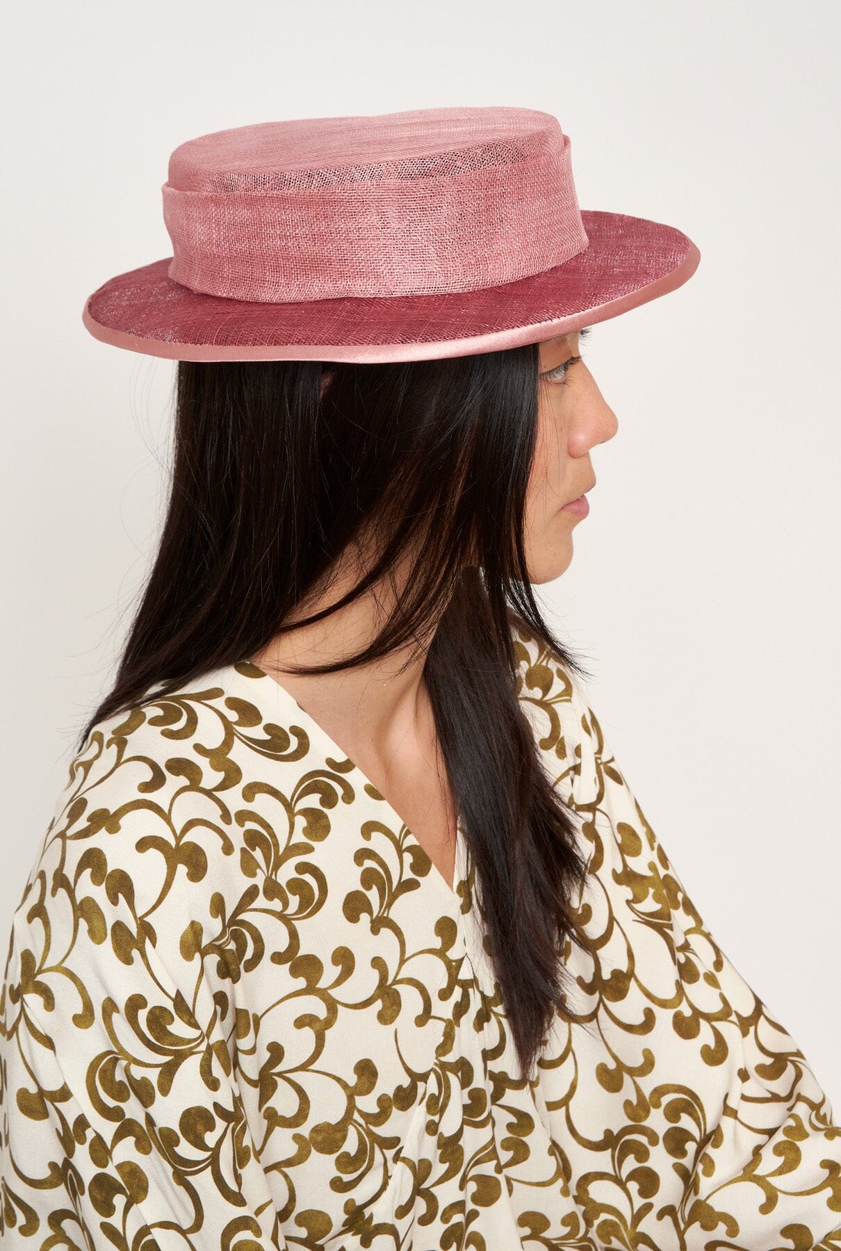 Canotier rosa de sinamay Hats Coterelle 