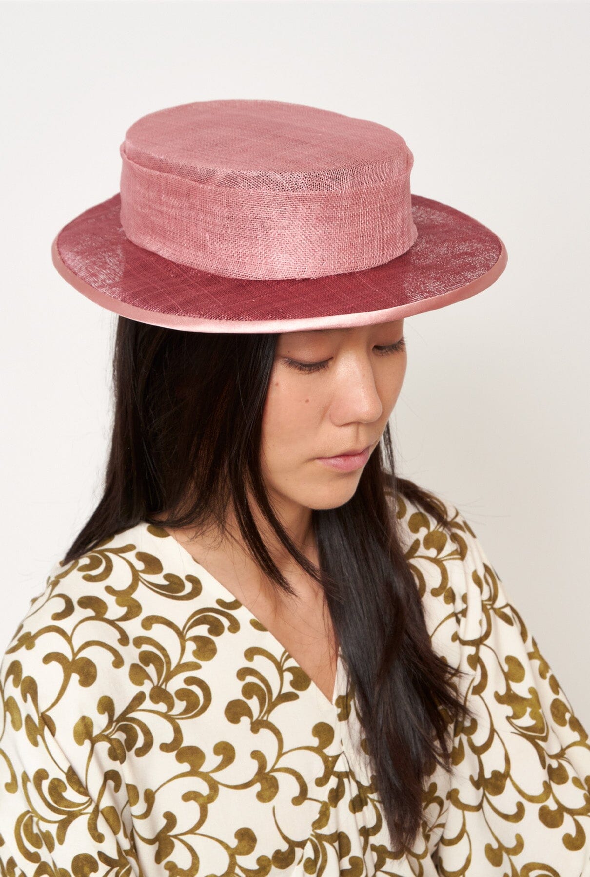 Canotier rosa de sinamay Hats Coterelle 