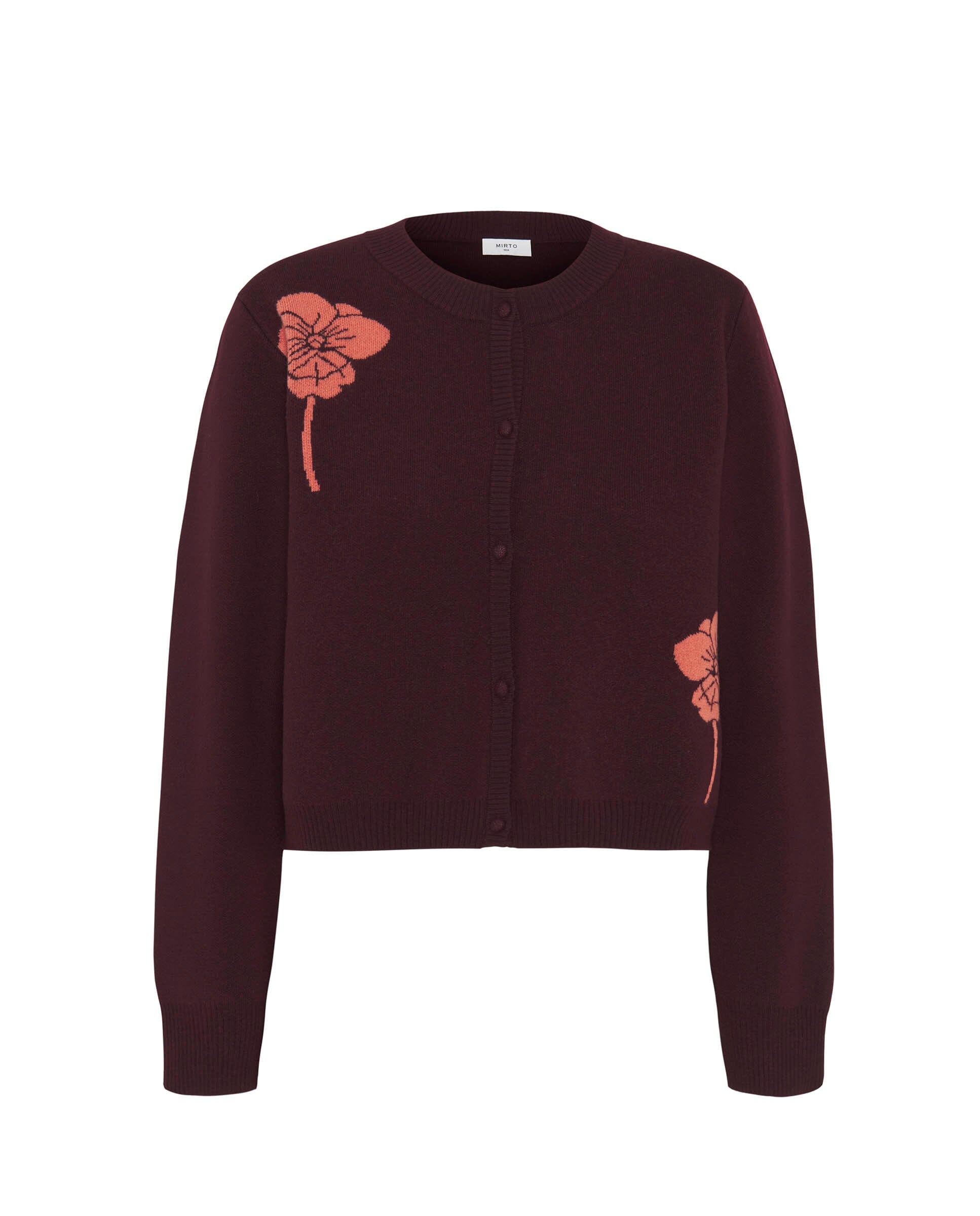 Cardigan burdeos de lana jacquard Sweaters Mirto 