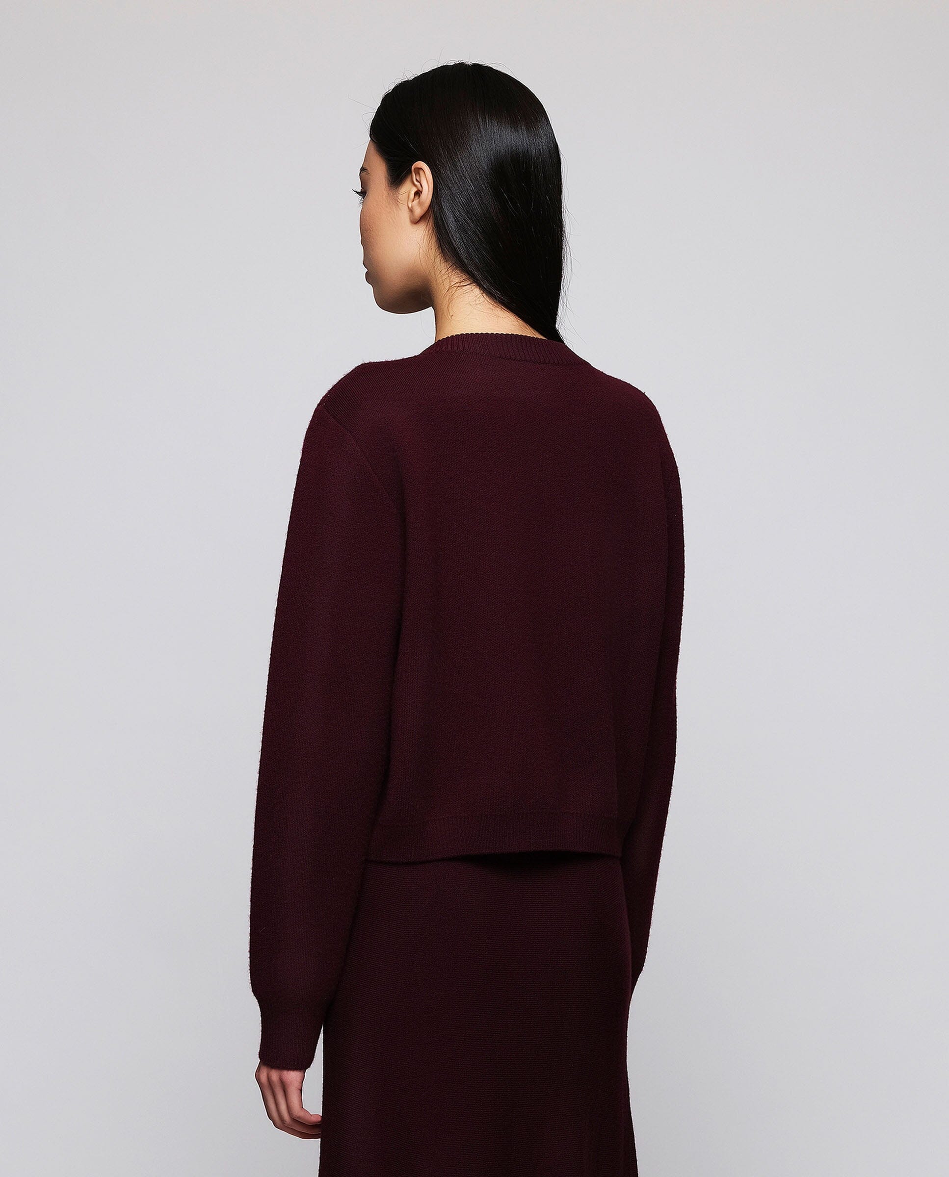 Cardigan burdeos de lana jacquard Sweaters Mirto 