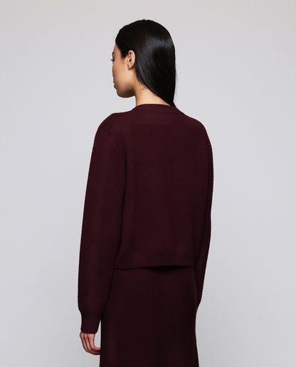 Cardigan burdeos de lana jacquard Sweaters Mirto 