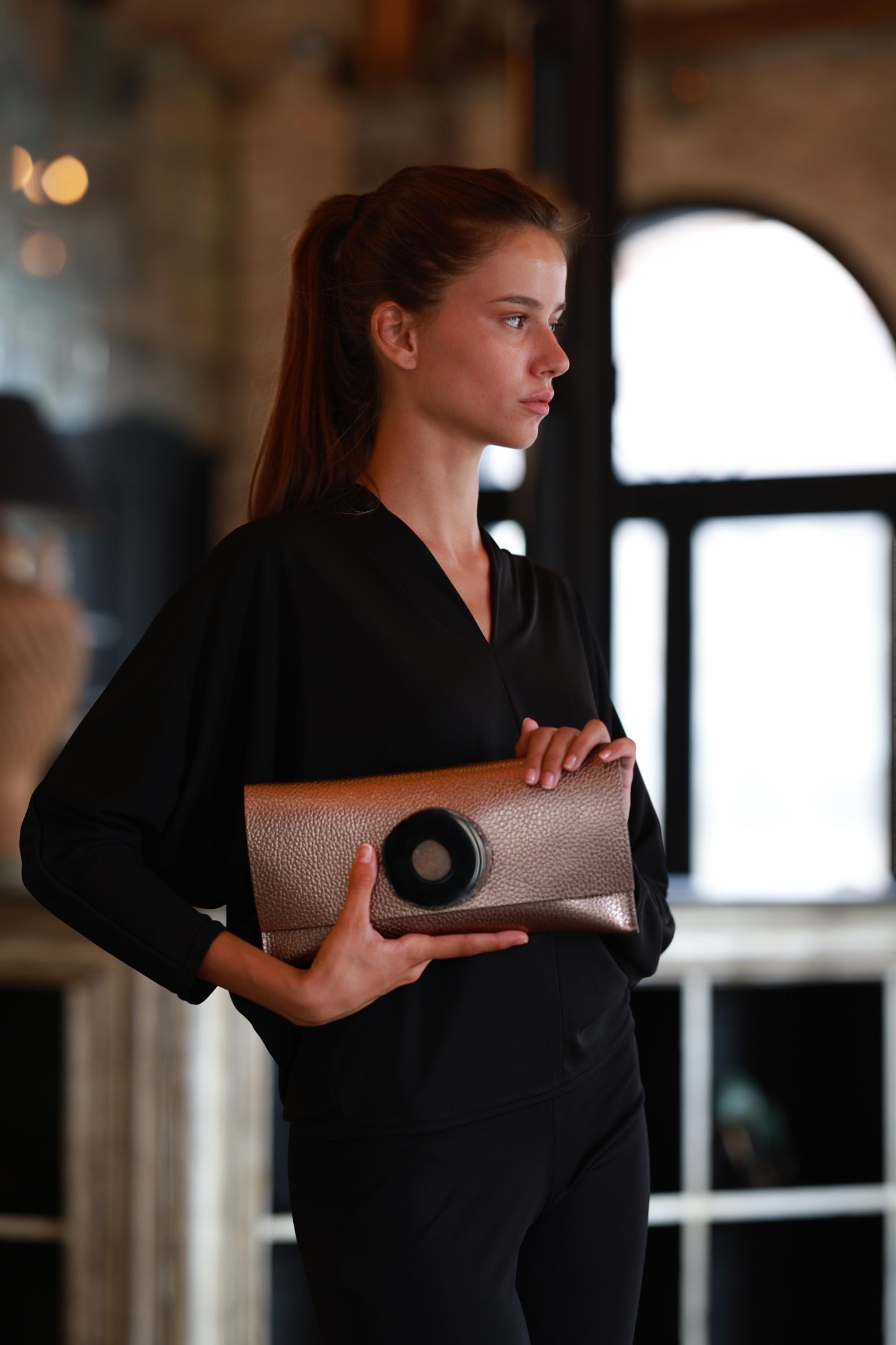 Cartera Maxi Bronce Ágata Natural Bags Ecue 