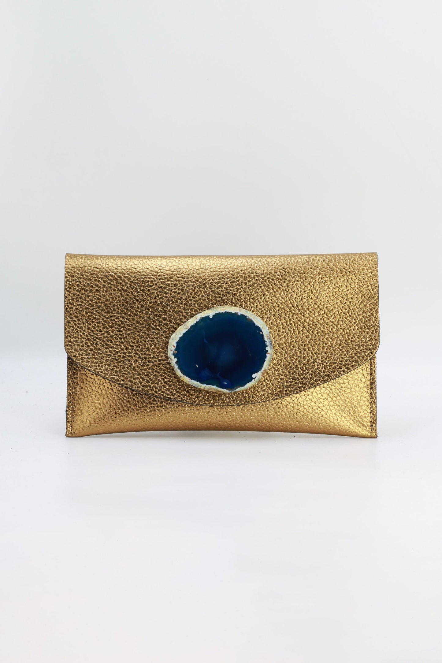 Cartera Midi Dorada Ágata Azul Bags Ecue 