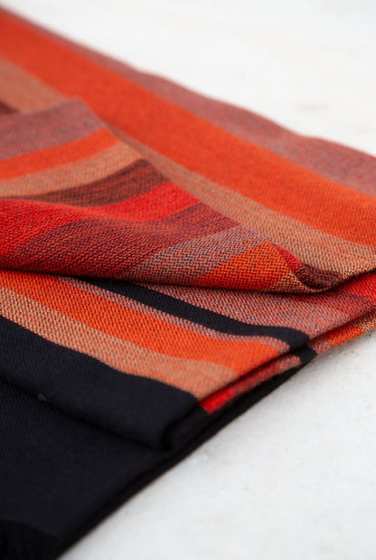 CHAL CASHMERE/ SEDA Fino RAYAS CENTRO ROJO_NARANJA_NEGRO Foulards & Scarves Victoria de Talhora 