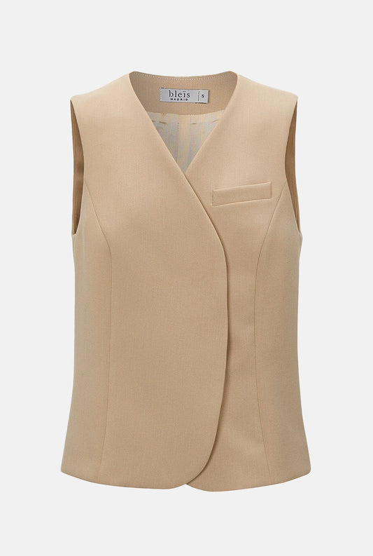 Chaleco cruzado lana beige Vests Bleis Madrid 