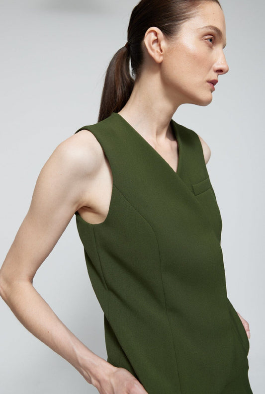 Chaleco cruzado lana verde Vests Bleis Madrid 