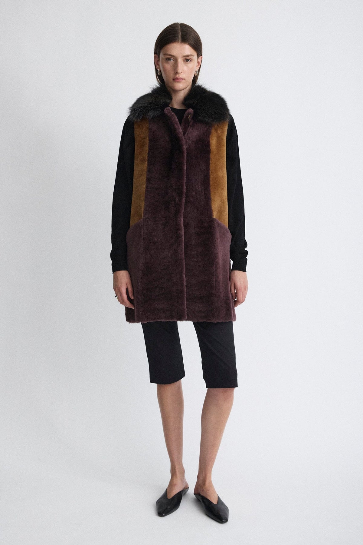 Chaleco de pelo bicolor granate Vests Miguel Marinero 