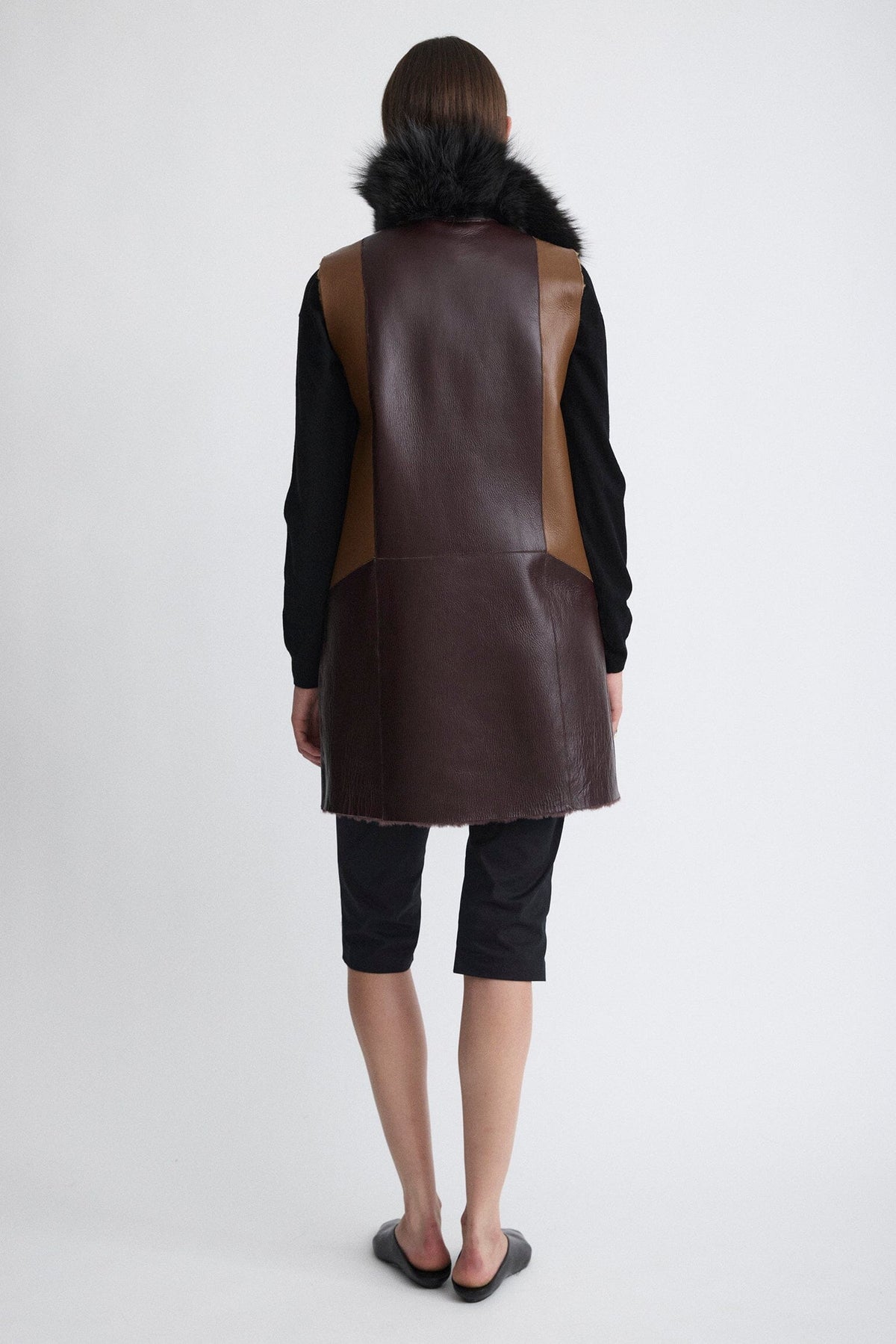 Chaleco de pelo bicolor granate Vests Miguel Marinero 