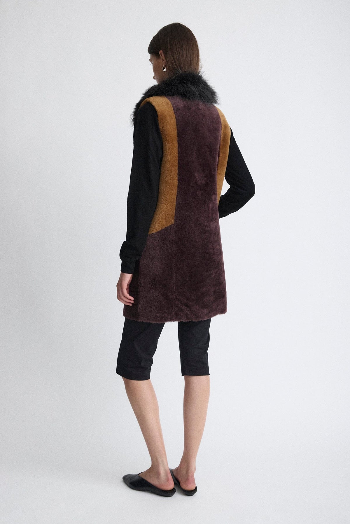 Chaleco de pelo bicolor granate Vests Miguel Marinero 