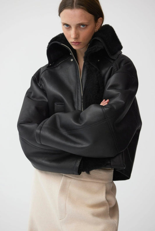 chaqueta corta de pelo y piel napa Jackets Miguel Marinero 