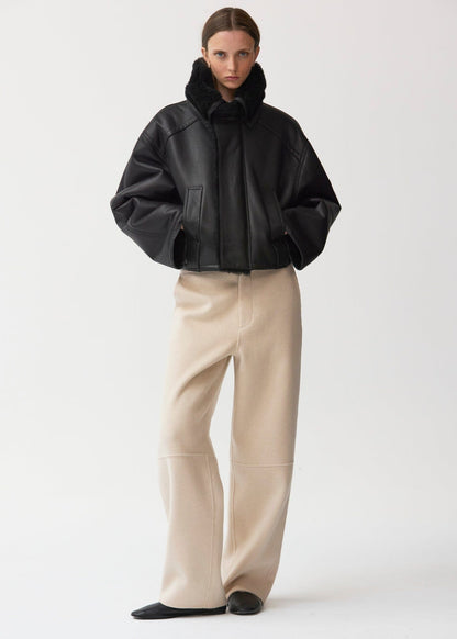 Chaqueta corta de pelo y piel napa Miguel Marinero 