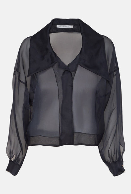 Chaqueta corta organza azul Jackets Miguel Marinero 