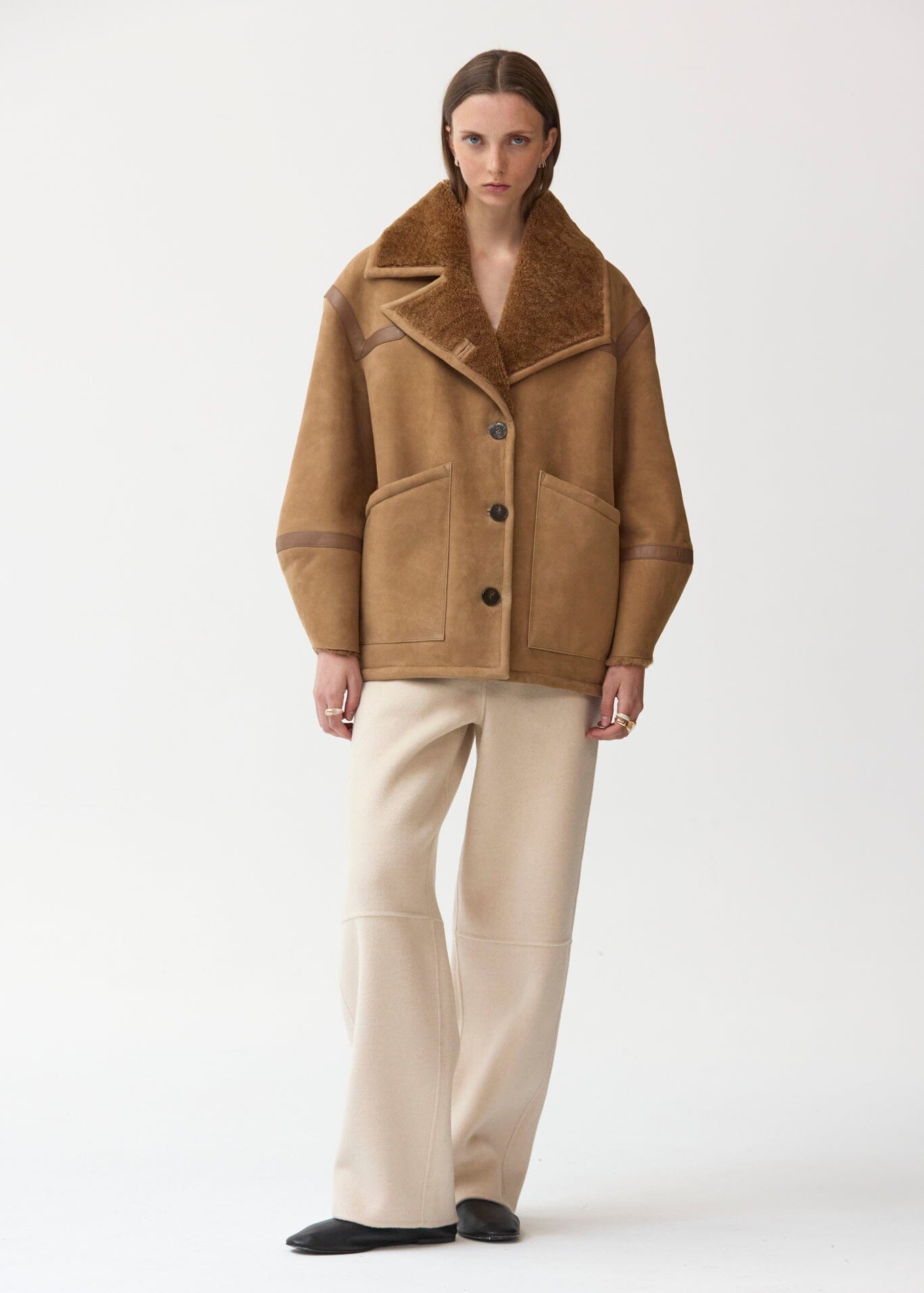 Chaqueta de pelo ante detalles piel napa Miguel Marinero 