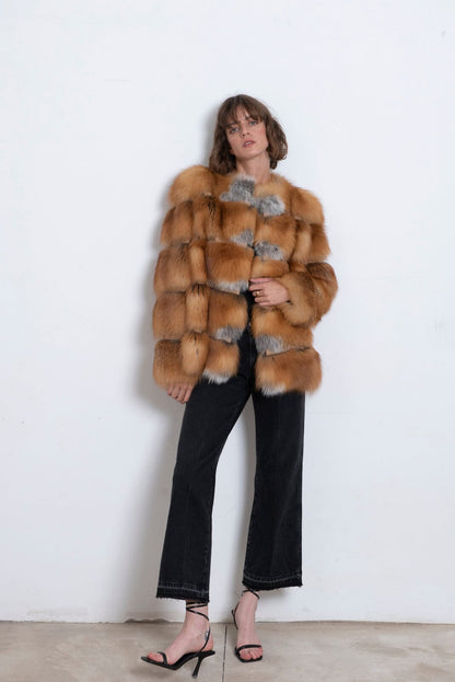 Chaqueta de pelo largo marrón Coats Miguel Marinero 