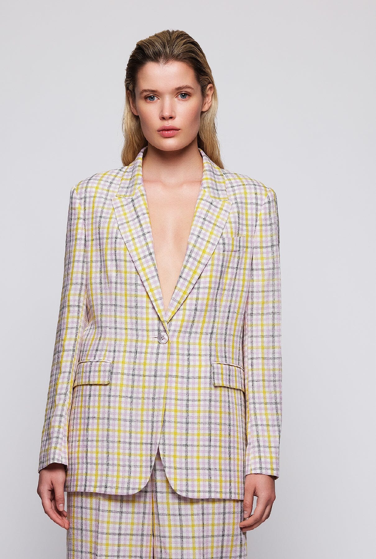 Chaqueta sastre cuadros malva y amarillo MUJER / CHAQUETAS & ABRIGOS / CHAQUETAS Mirto 