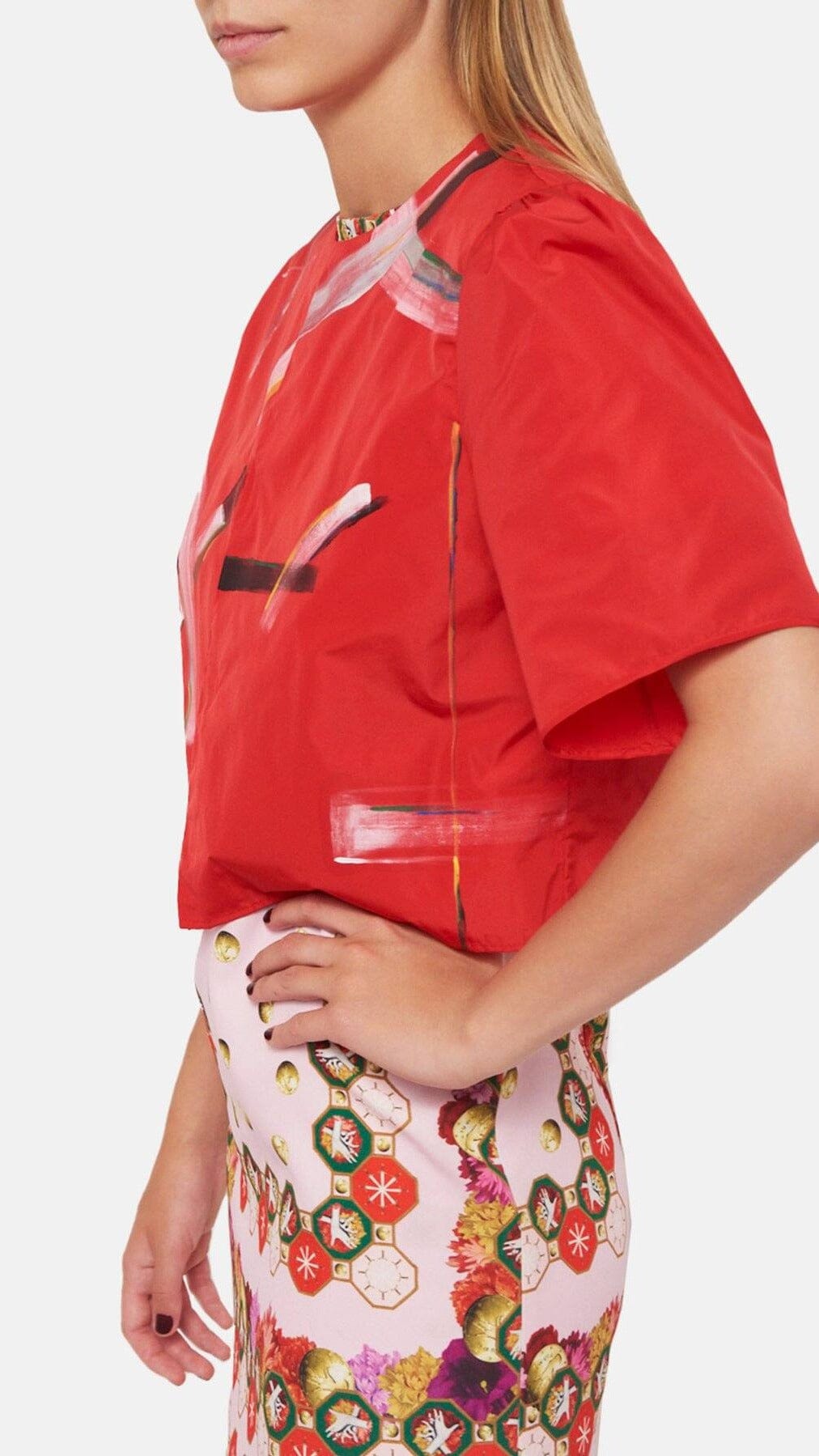 Chaqueta Trazos Pintados Roja Jackets Luciana Estudio 