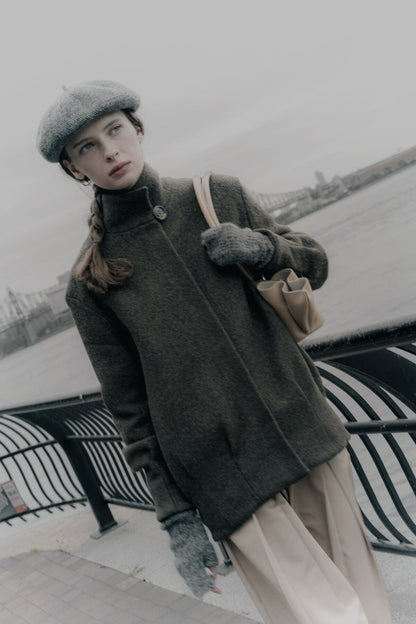 Chaquetón Eva lana cocida verde Coats Julise Magon 