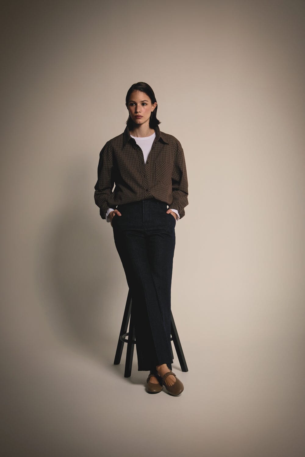 Charlie Ballet Flats in Taupe Leather Flat shoes AUGUSTA 