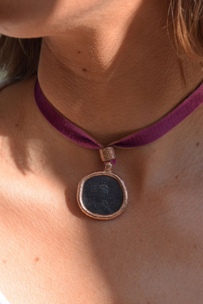Choker Moneda Bizantina Oro Rosa 18k Necklaces Elena Carrera 