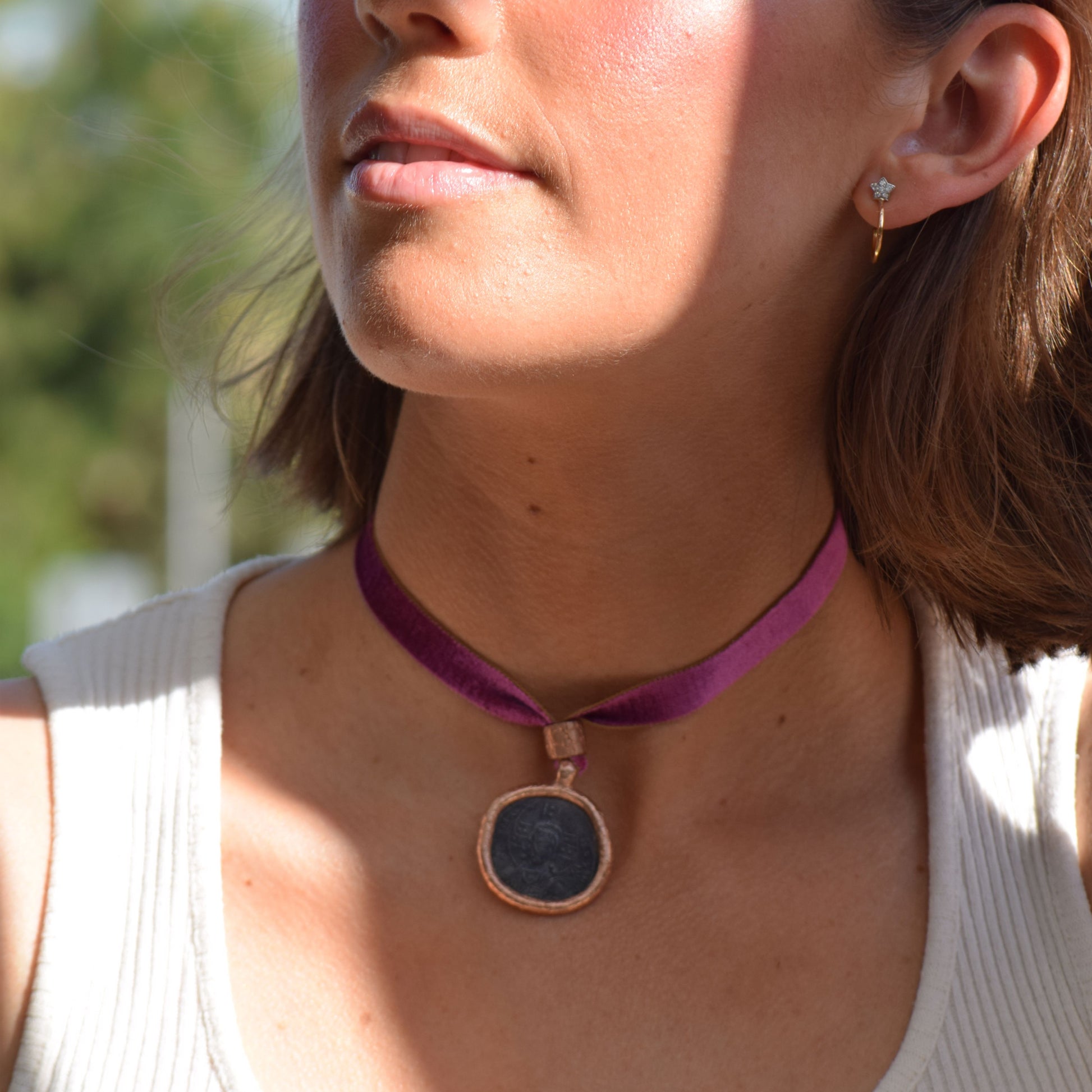 Choker Moneda Bizantina Oro Rosa 18k Necklaces Elena Carrera 