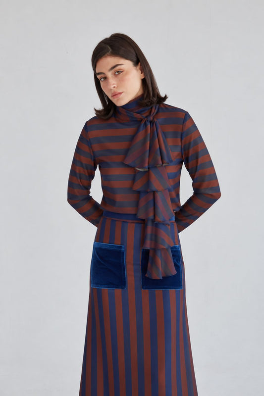 Chorrera rayas marino-marrón Foulards & Scarves Julise Magon 