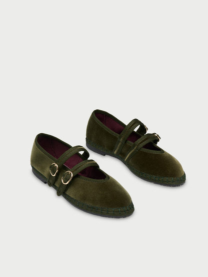 Claire Forest Green Mary Jane Flabelus 