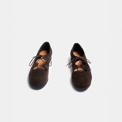 CLETA MARRON OSCURO Flat Shoes Naguisa 