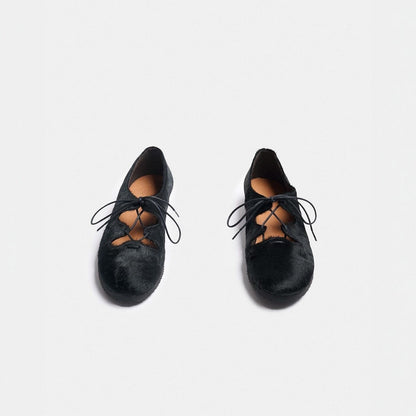 CLETA NEGRO PELO Flat Shoes Naguisa 