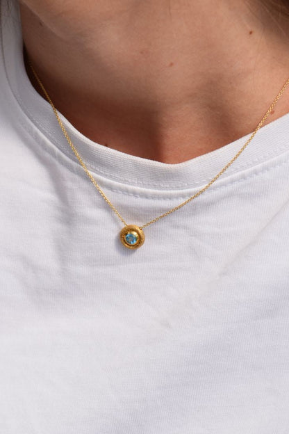 Colgante Bubbles Oro Amarillo Topacio Azul Necklaces Elena Carrera 