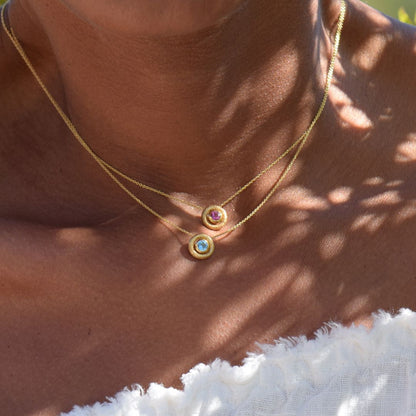 Colgante Bubbles Oro Amarillo Topacio Azul Necklaces Elena Carrera 