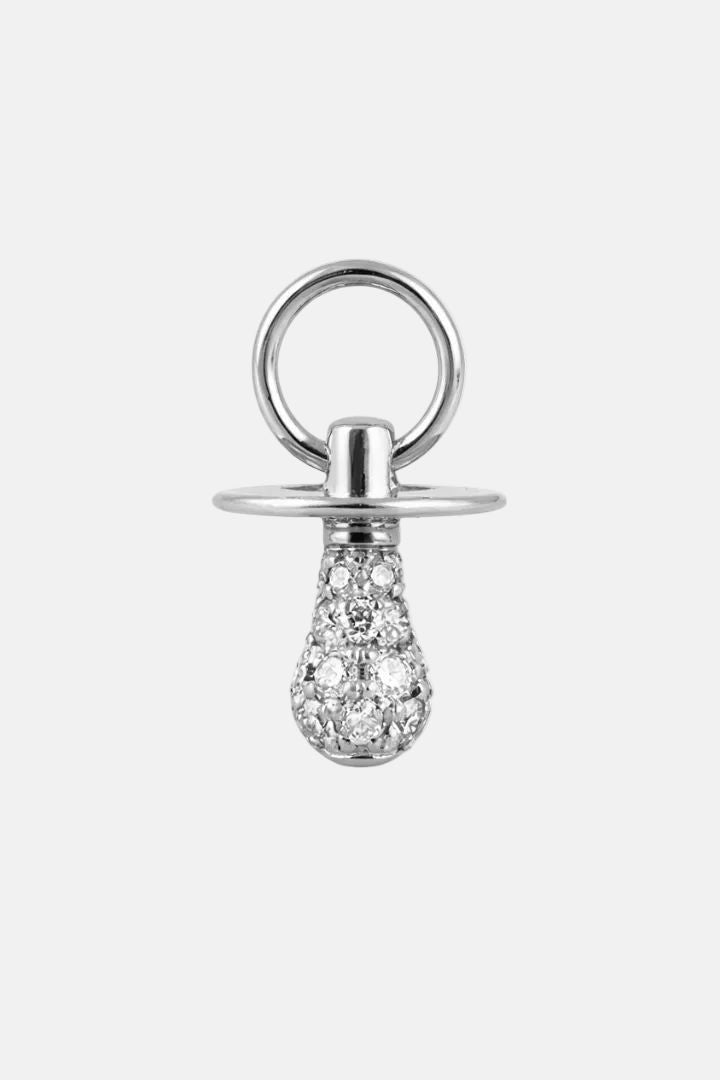 Colgante Chupete 12mm Oro Blanco 18k con Diamantes Necklaces Elena Carrera 