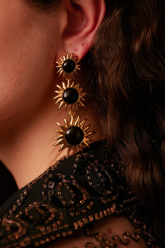Colgantes Sol Fascinante Final Ágata Negra Earrings Coolook 