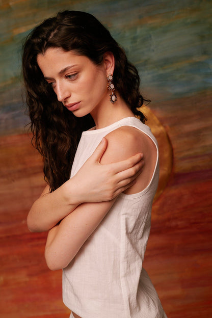 Colgantes Sol Fascinante Final Madreperla Blanca Earrings Coolook 