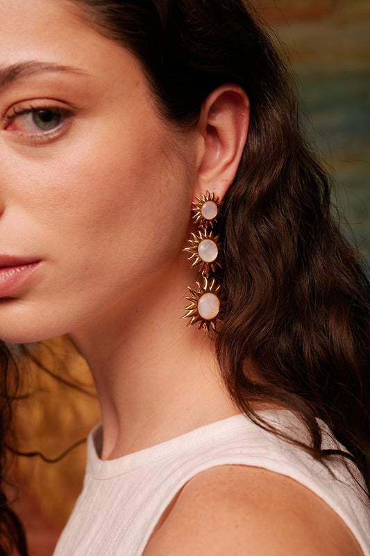 Colgantes Sol Fascinante Final Madreperla Blanca Earrings Coolook 