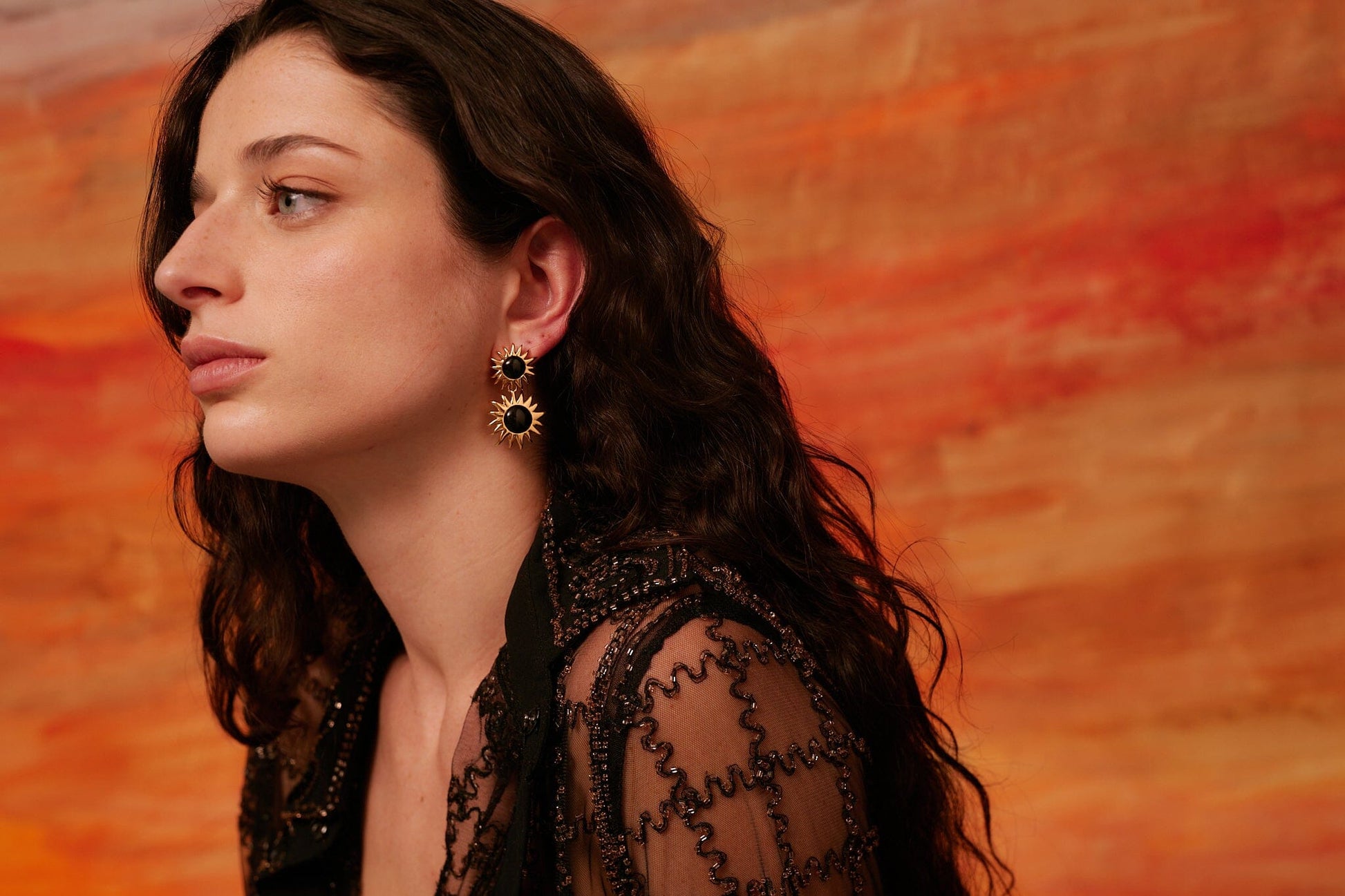 Colgantes Sol Fascinante Intermedio Ágata Negra Earrings Coolook 