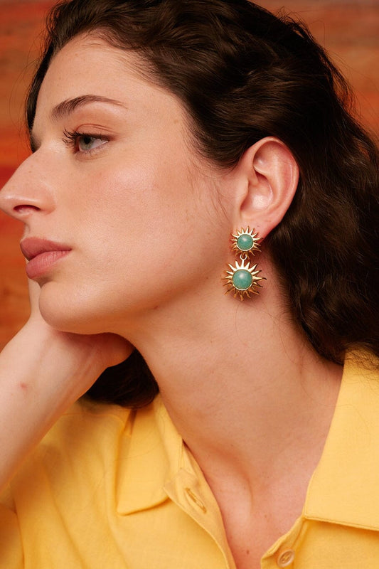 Colgantes Sol Fascinante Intermedio Amazonita Earrings Coolook 