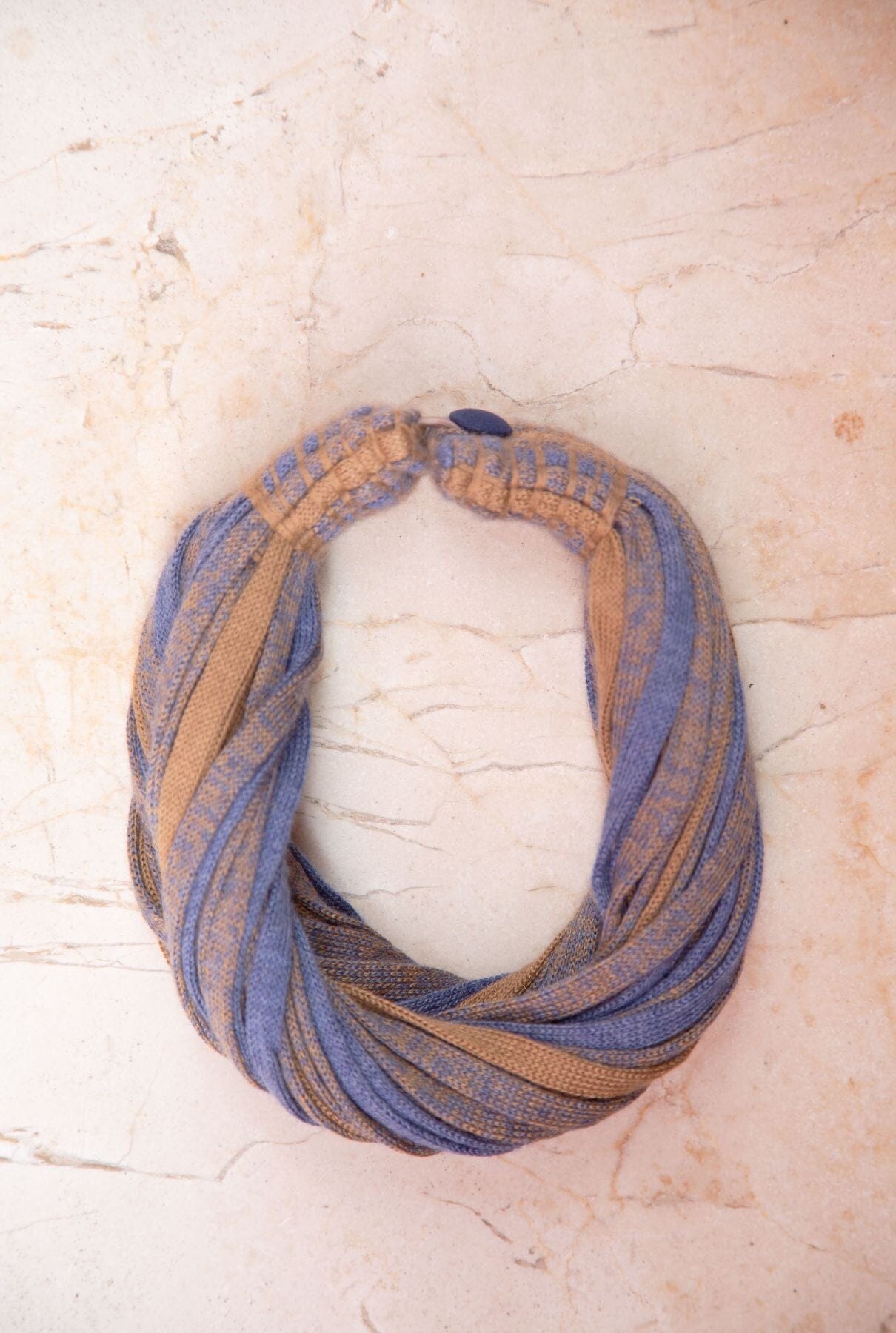 COLLAR CASHMERE/ SEDA AZUL VAQUERO/ CAMEL Foulards & Scarves Victoria de Talhora 