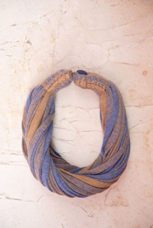 COLLAR CASHMERE/ SEDA AZUL VAQUERO/ CAMEL Foulards & Scarves Victoria de Talhora 
