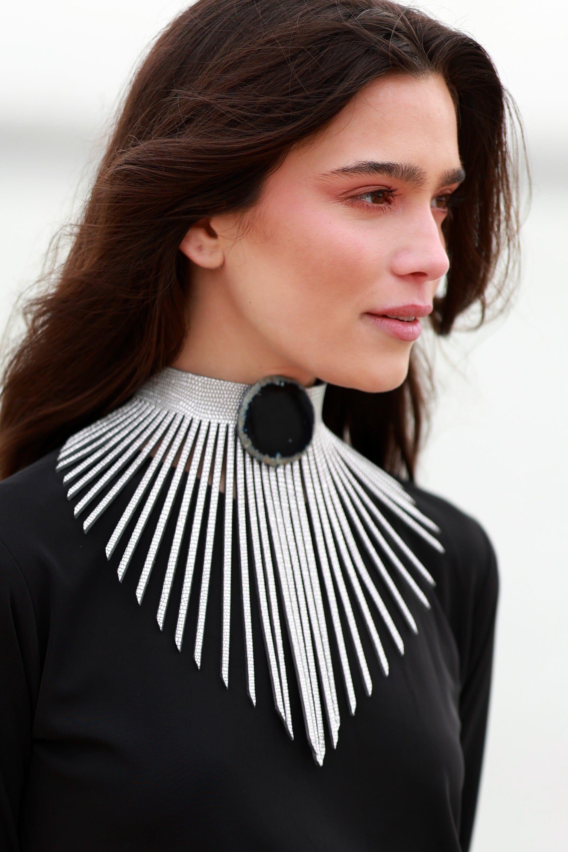 Collar Rai Plateado con Ágata Azul Necklaces Ecue 