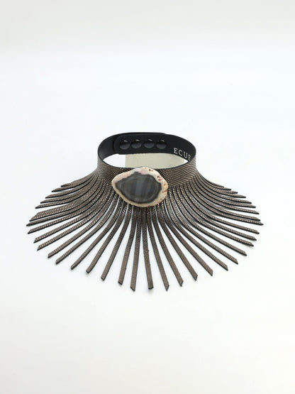Collar Rai Plomo con Ágata Natural Necklaces Ecue 
