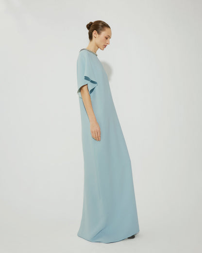 Crepe caftan with embroidery neckline. Capes & shawls Tot-Hom 