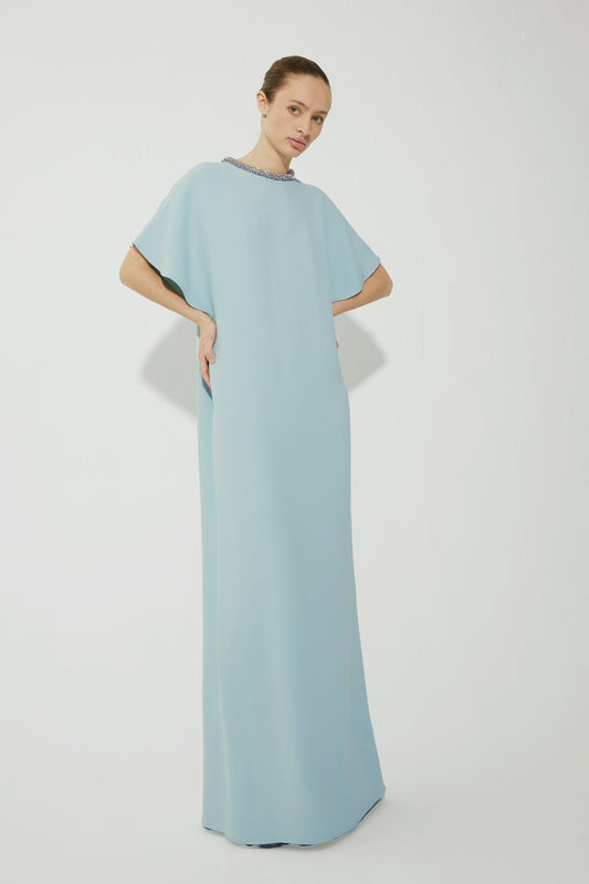 Crepe caftan with embroidery neckline. Capes & shawls Tot-Hom 