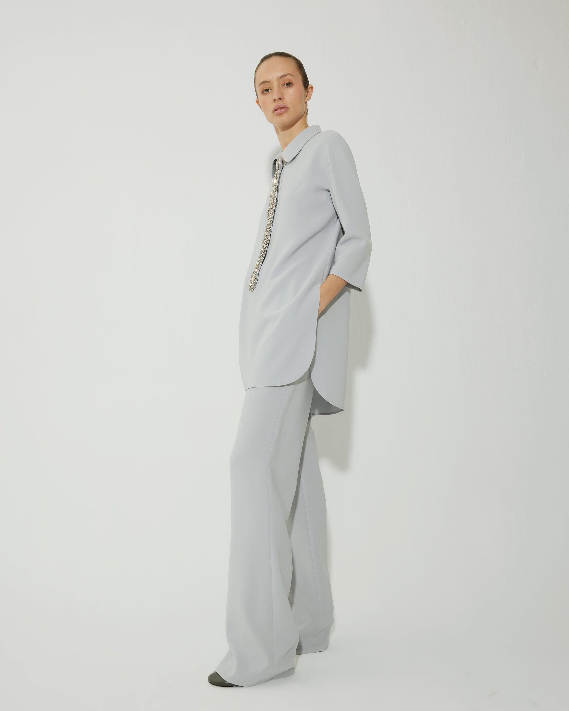 Crepe pants with elastic waistband Trousers Tot-Hom 