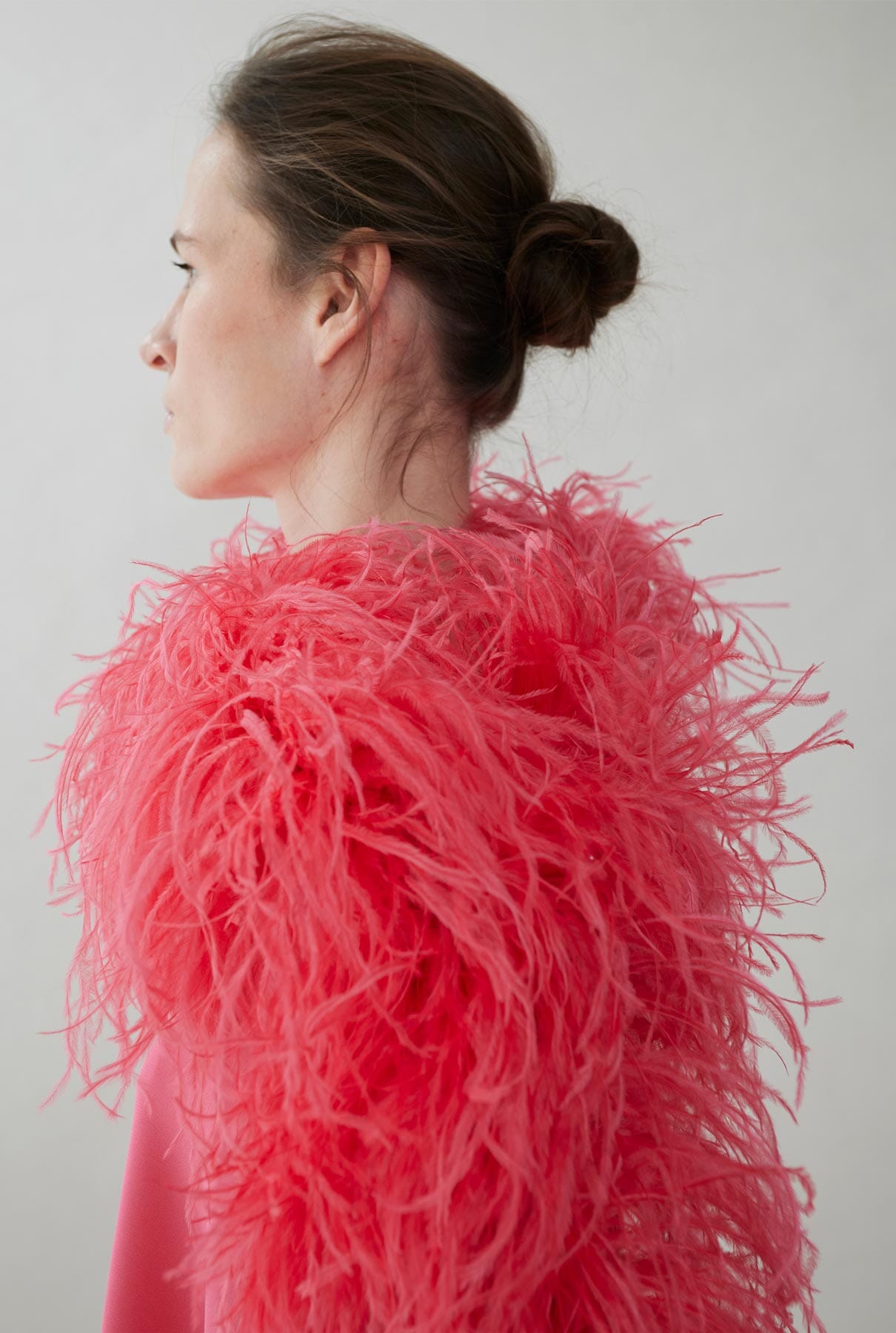 Crepe poncho with natural feathers Tops and Blouses Tot-Hom 