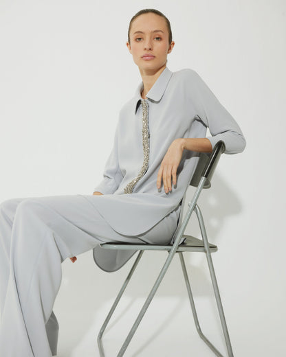 Crepe shirt with shiny placket Shirts & blouses Tot-Hom 
