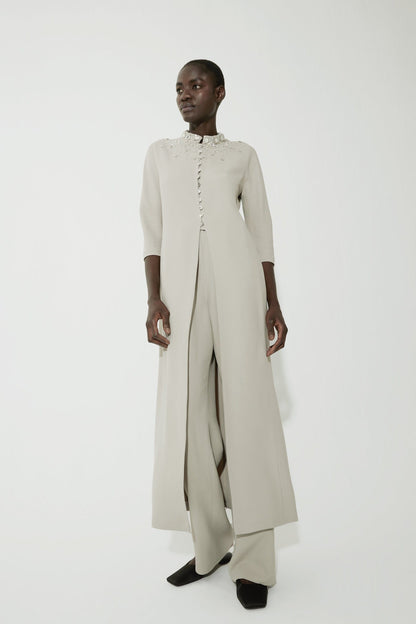 Crepe tunic with embroidery neckline Tops and Blouses Tot-Hom 