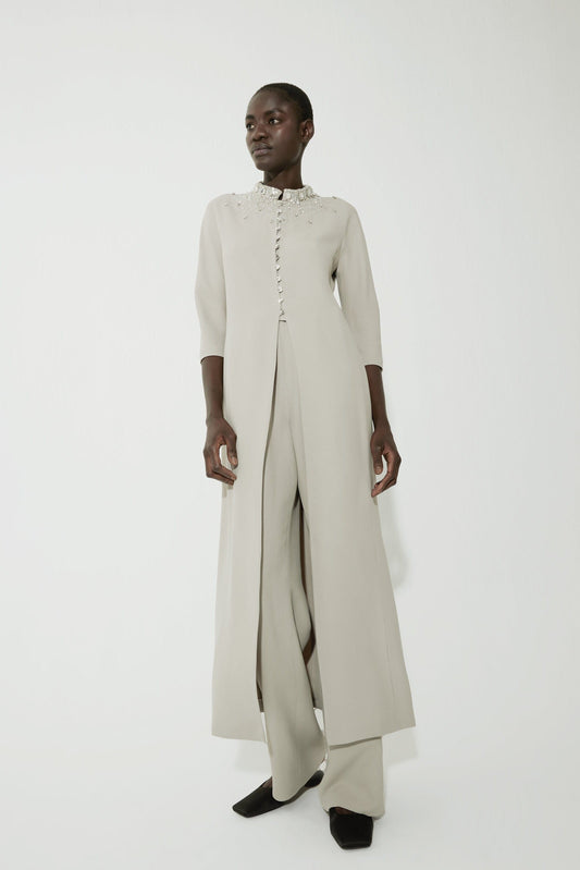 Crepe tunic with embroidery neckline Tops and Blouses Tot-Hom 