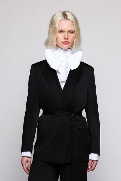 Crossed black satin blazer Jackets Mirto 