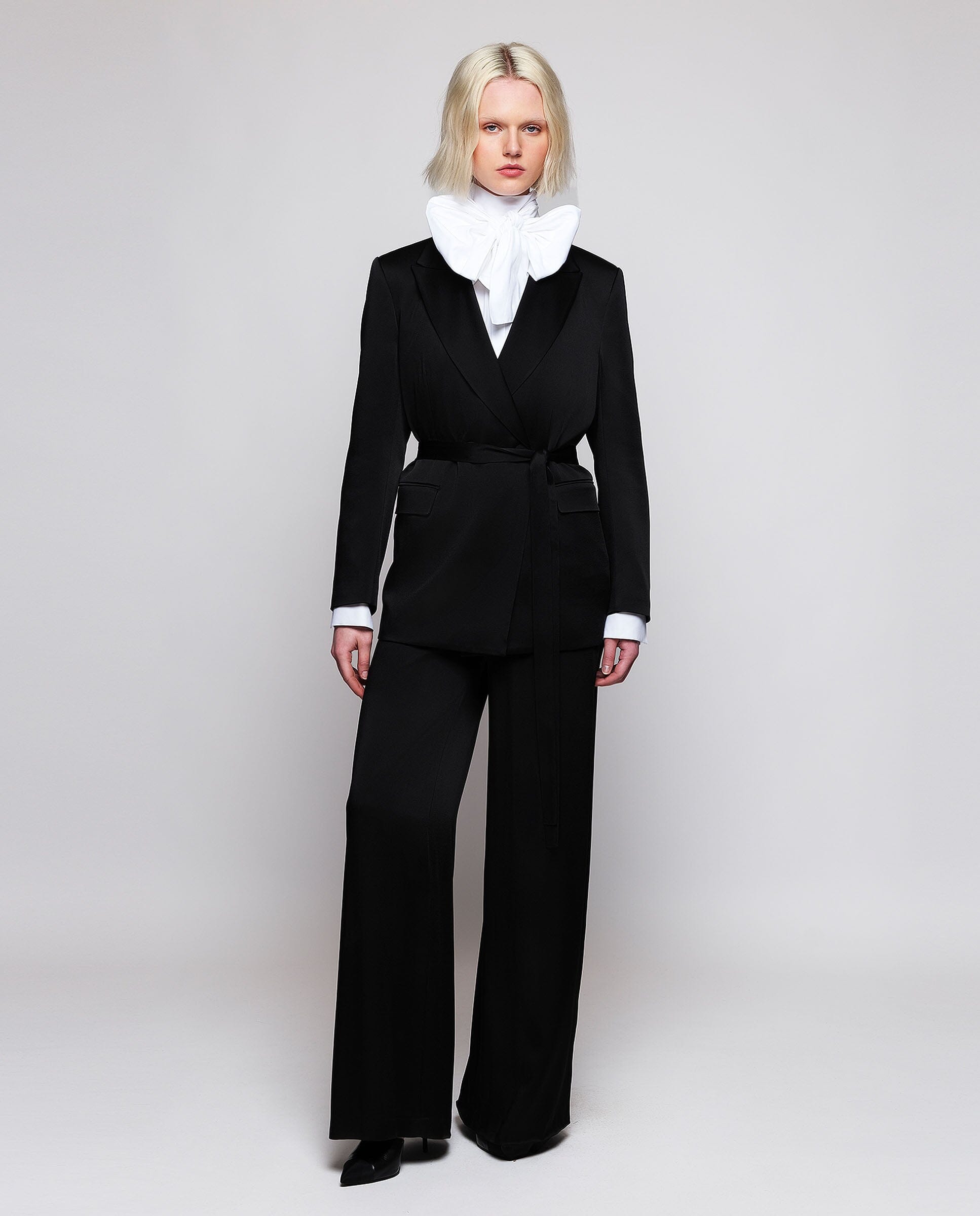 Crossed black satin blazer Jackets Mirto 